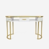 "Jess Beauty Table Console with Glass and Gold Metal, Marble Effect" Promotion