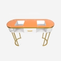 "Jess Beauty Table Console with Glass and Gold Metal, Marble Effect" Offers