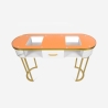 "Jess Beauty Table Console with Glass and Gold Metal, Marble Effect" Offers
