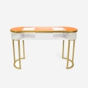 "Jess Beauty Table Console with Glass and Gold Metal, Marble Effect" Bulk Discounts
