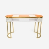 "Jess Beauty Table Console with Glass and Gold Metal, Marble Effect" Bulk Discounts
