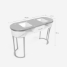 "Jess Beauty Table Console with Glass and Gold Metal, Marble Effect" Model