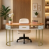 "Jess Beauty Table Console with Glass and Gold Metal, Marble Effect" On Sale