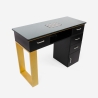Black Manicure Table for Beautician with Extractor and Glass Top Glamos Offers