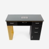 Black Manicure Table for Beautician with Extractor and Glass Top Glamos Sale