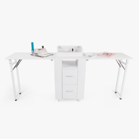 Manicure esthetician space-saving table with double station and wheels Dabol Promotion