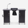 White and Black Manicure Table with Wheels, Extractor, and Lamp Talos Catalog