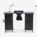 White and Black Manicure Table with Wheels, Extractor, and Lamp Talos Promotion