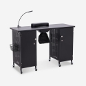 White and Black Manicure Table with Wheels, Extractor, and Lamp Talos Discounts