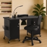 White and Black Manicure Table with Wheels, Extractor, and Lamp Talos On Sale
