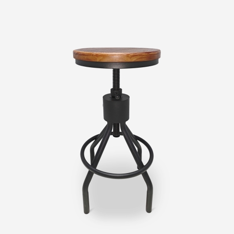 Skiv Adjustable Industrial Wood and Metal Bar Stool Promotion