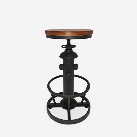 Ziblo Adjustable Vintage Industrial Bar Stool with Footrest Promotion