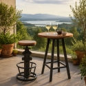 Ziblo Adjustable Vintage Industrial Bar Stool with Footrest On Sale