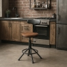 Crewi Back Adjustable Swivel Industrial Vintage Stool with Backrest On Sale