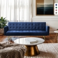Modern Velvet 3-Seater Sofa Bed with Gold Legs, Caullae Promotion