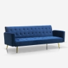 Modern Velvet 3-Seater Sofa Bed with Gold Legs, Caullae Sale