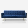 Modern Velvet 3-Seater Sofa Bed with Gold Legs, Caullae Catalog
