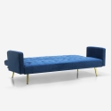 Modern Velvet 3-Seater Sofa Bed with Gold Legs, Caullae Choice Of