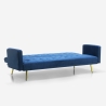 Modern Velvet 3-Seater Sofa Bed with Gold Legs, Caullae Choice Of