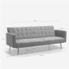 Modern Velvet 3-Seater Sofa Bed with Gold Legs, Caullae 