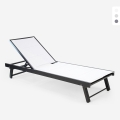 Garden Sun Lounger with Wheels and Adjustable Backrest Rimini Promotion