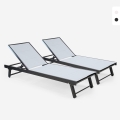 Set of 2 Adjustable Aluminum Garden Loungers with Wheels Rimini Promotion