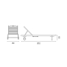 Teak Garden Lounger with Wheels and Pull-Out Table Carloforte Measures