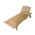 Teak Garden Lounger with Wheels and Pull-Out Table Carloforte Promotion