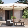 Olushe 3x4 Rectangular Wooden Patio Umbrella, Wind-Resistant, Ecru On Sale
