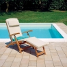 Teak Wood Reclining Sun Lounger for Garden Streamer On Sale
