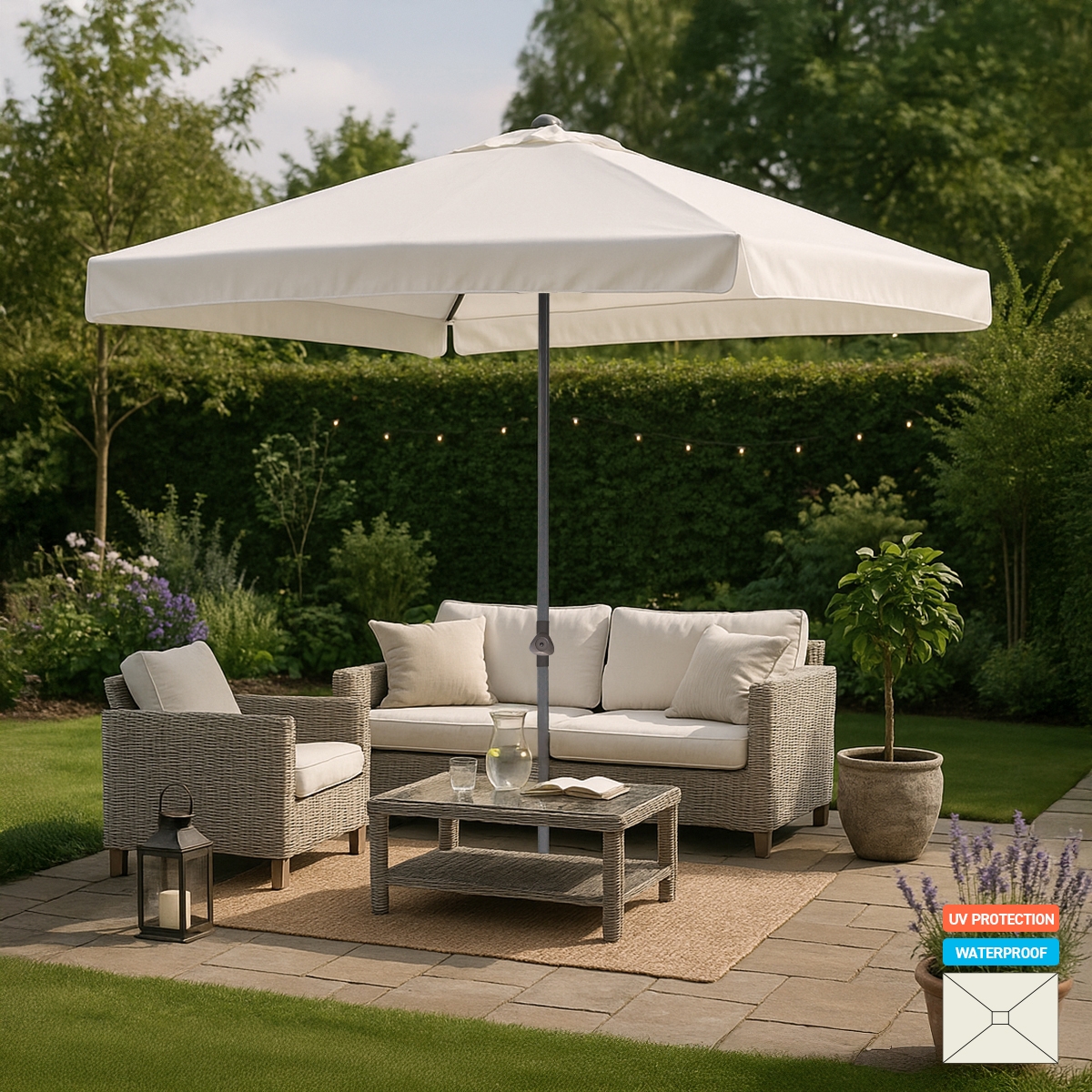Eden 3x2M Rectangular Garden Parasol With Aluminium Pole And Weather-Resistant Canopy Promotion
