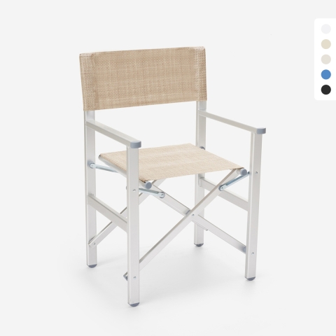 Portable Folding Beach Chair Aluminum Textilene Director's Chair Gold Promotion