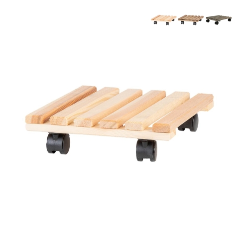 Square Wooden Plant Pot Trolley with Wheels Promotion