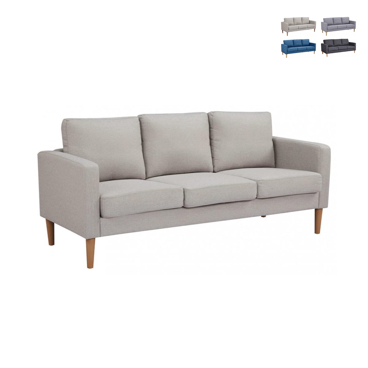 Modern 3-Seater Sofa with Wood-Effect Legs Ramsey