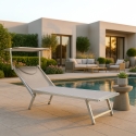 Set Of 4 Italia Professional Sun Loungers With Built-in Headrest And Sunshade Sale