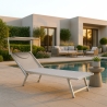 Set Of 4 Italia Professional Sun Loungers With Built-in Headrest And Sunshade Sale