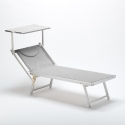 Set Of 4 Italia Professional Sun Loungers With Built-in Headrest And Sunshade 