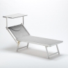 Set Of 4 Italia Professional Sun Loungers With Built-in Headrest And Sunshade 