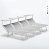 Set Of 4 Italia Professional Sun Loungers With Built-in Headrest And Sunshade Promotion