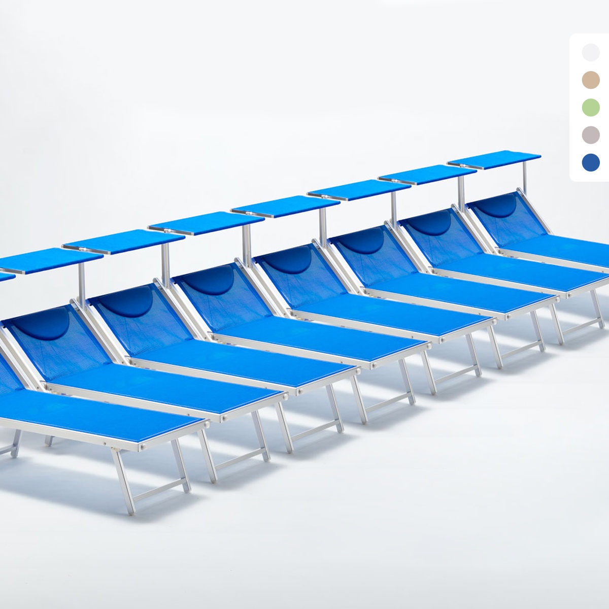 Set Of 20 Italia Professional Sun Loungers With Built-in Headrest And Sunshade Promotion