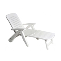 White Folding Garden Lounger with Wheels Cancun Promotion