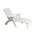 White Folding Garden Lounger with Wheels Cancun Promotion