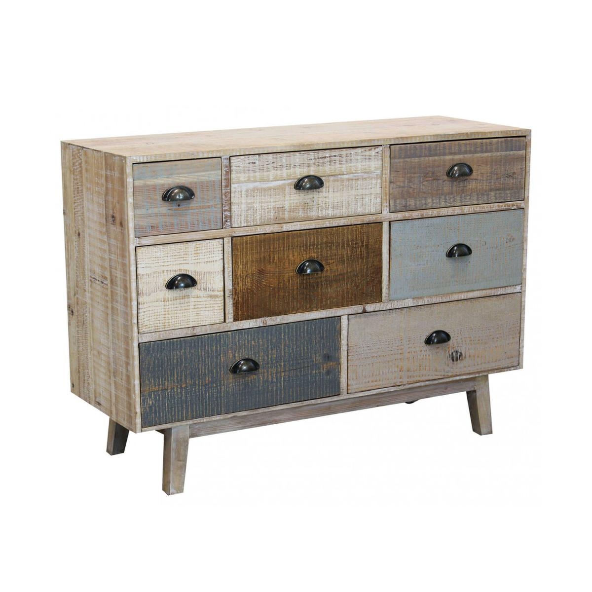 Shabby Chic Colorful Wooden Dresser with 8 Drawers, Donald