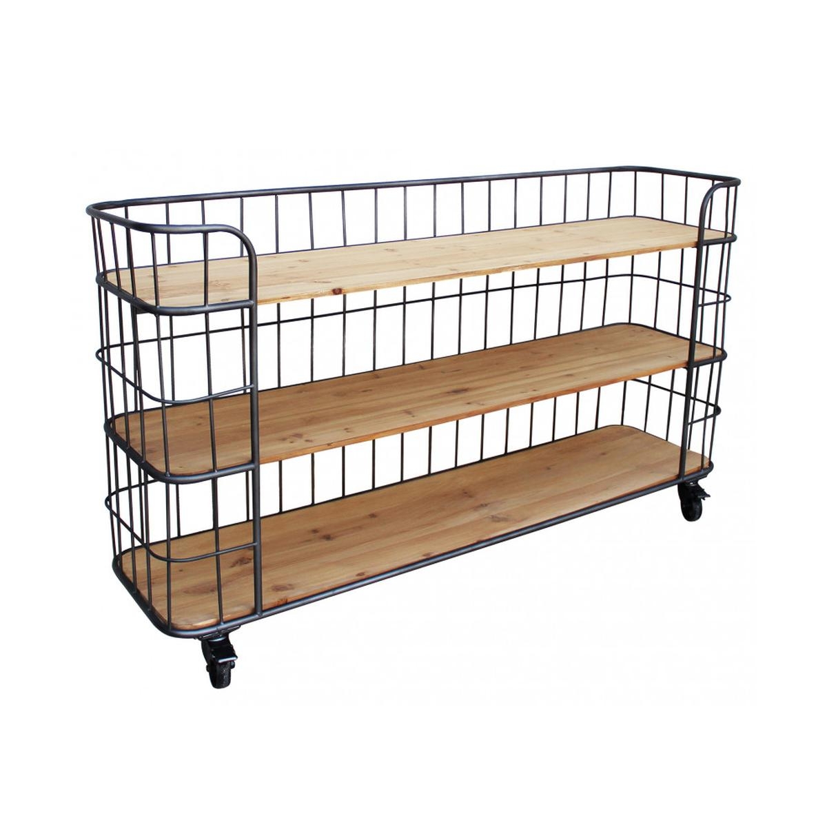 Abner Industrial Style 3-Shelf Mobile Bookcase with Wheels Promotion