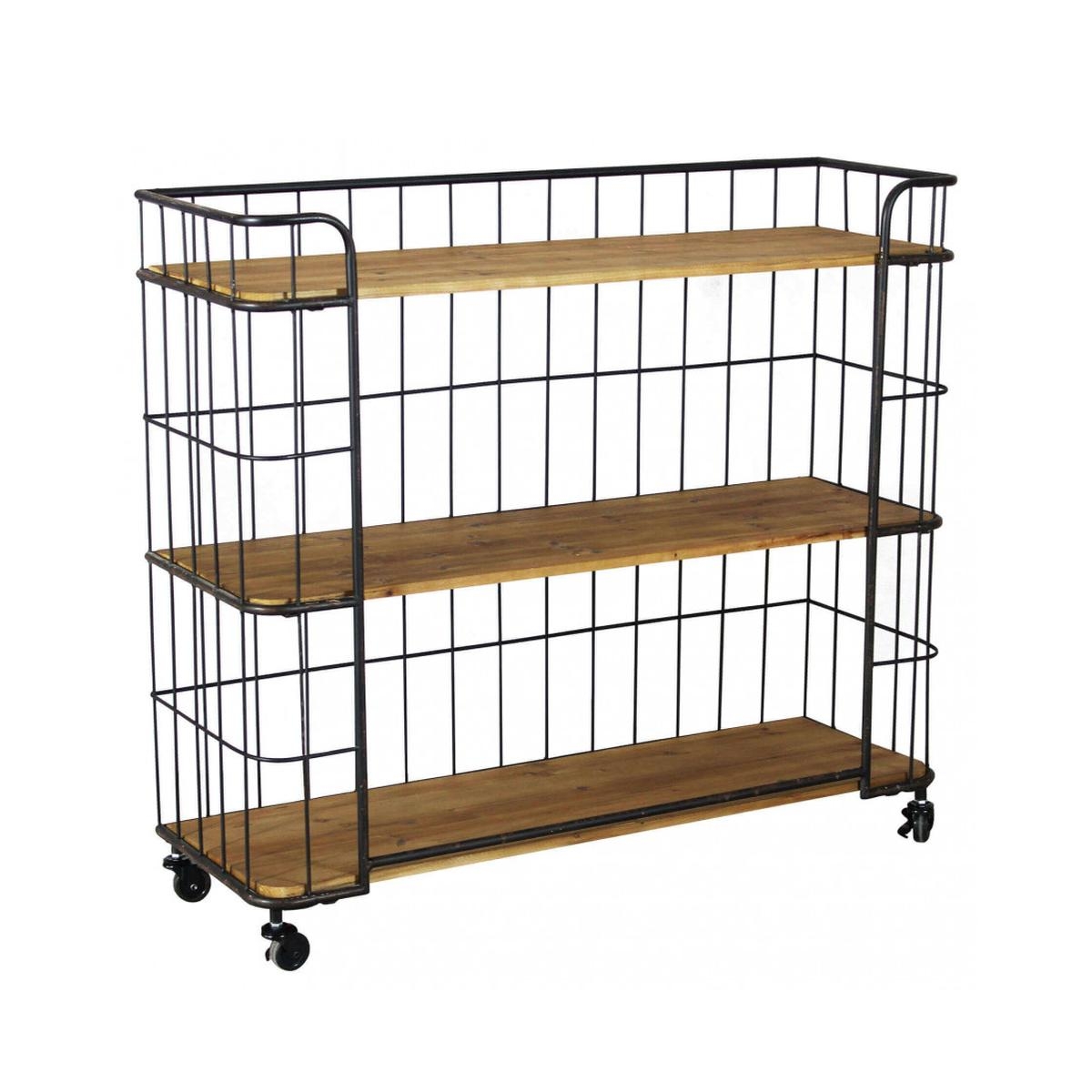 Alban Industrial Style Bookshelf with Wheels