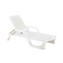 White Polypropylene Garden Sun Lounger with Wheels Zanzibar Promotion