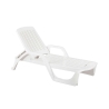 White Polypropylene Garden Sun Lounger with Wheels Zanzibar Promotion