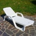White Polypropylene Garden Sun Lounger with Wheels Zanzibar On Sale