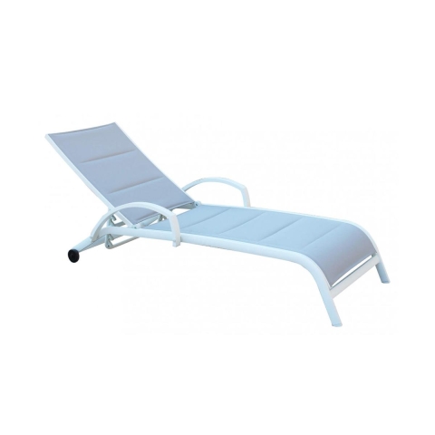 White Stackable Garden Lounger with Wheels Malaga Promotion
