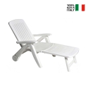 White Folding Garden Lounger with Wheels Cancun Offers